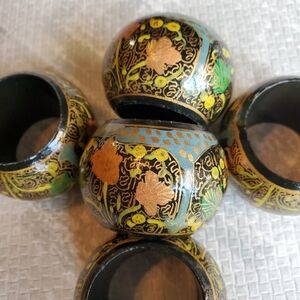 Figural Napkin Ring Set - Eastern/Asian Hand-painted Design